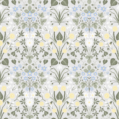 12318 - Varblommor Wallpaper - Light Gray - Midbec