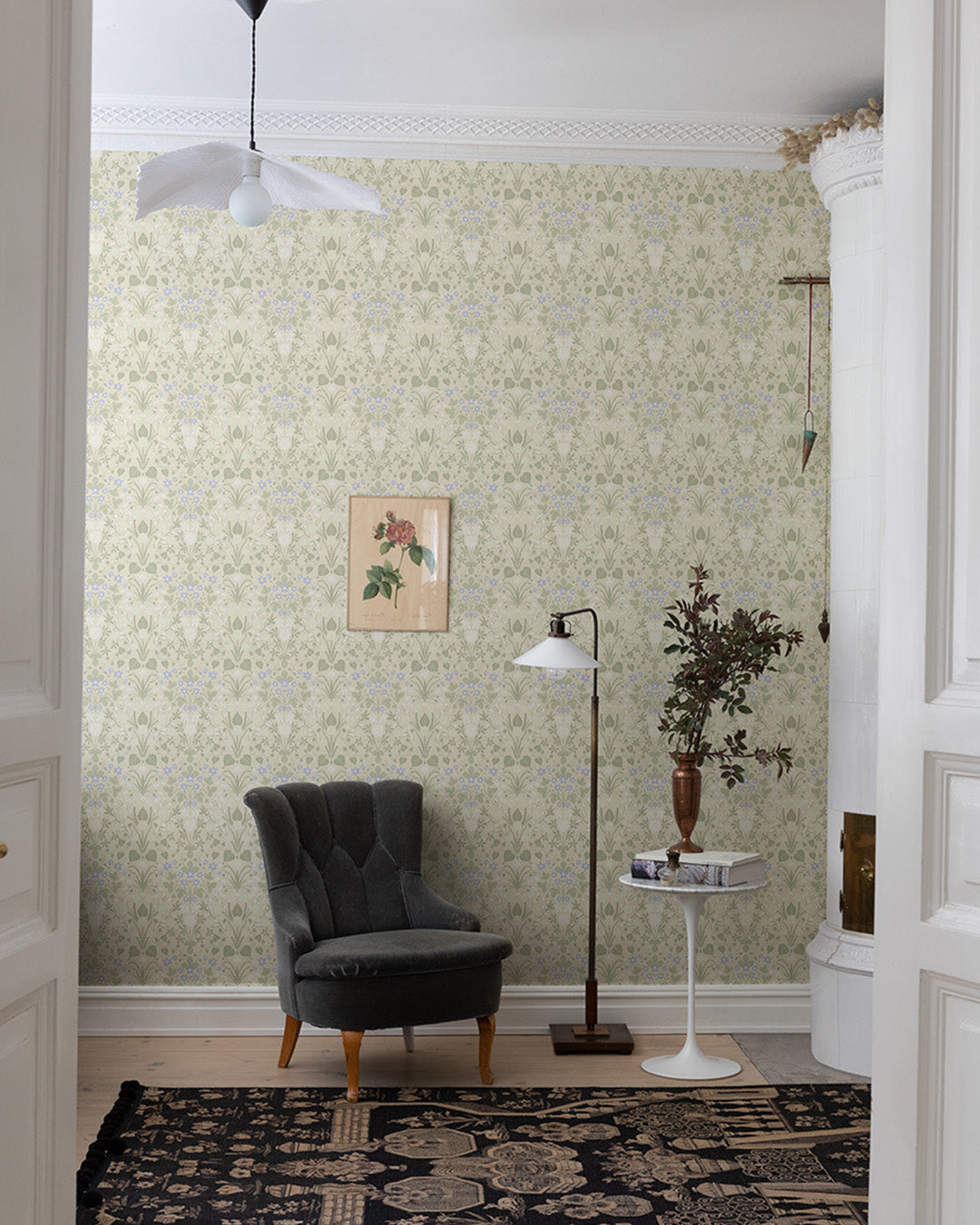 12319 - Varblommor Wallpaper - Beige & Green - Midbec