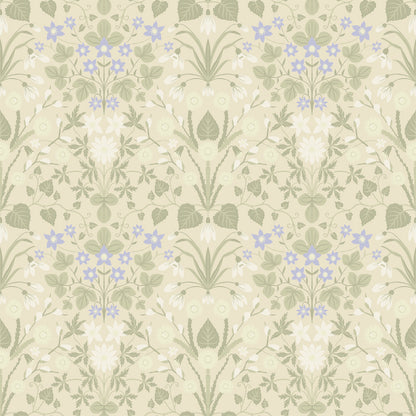 12319 - Varblommor Wallpaper - Beige & Green - Midbec
