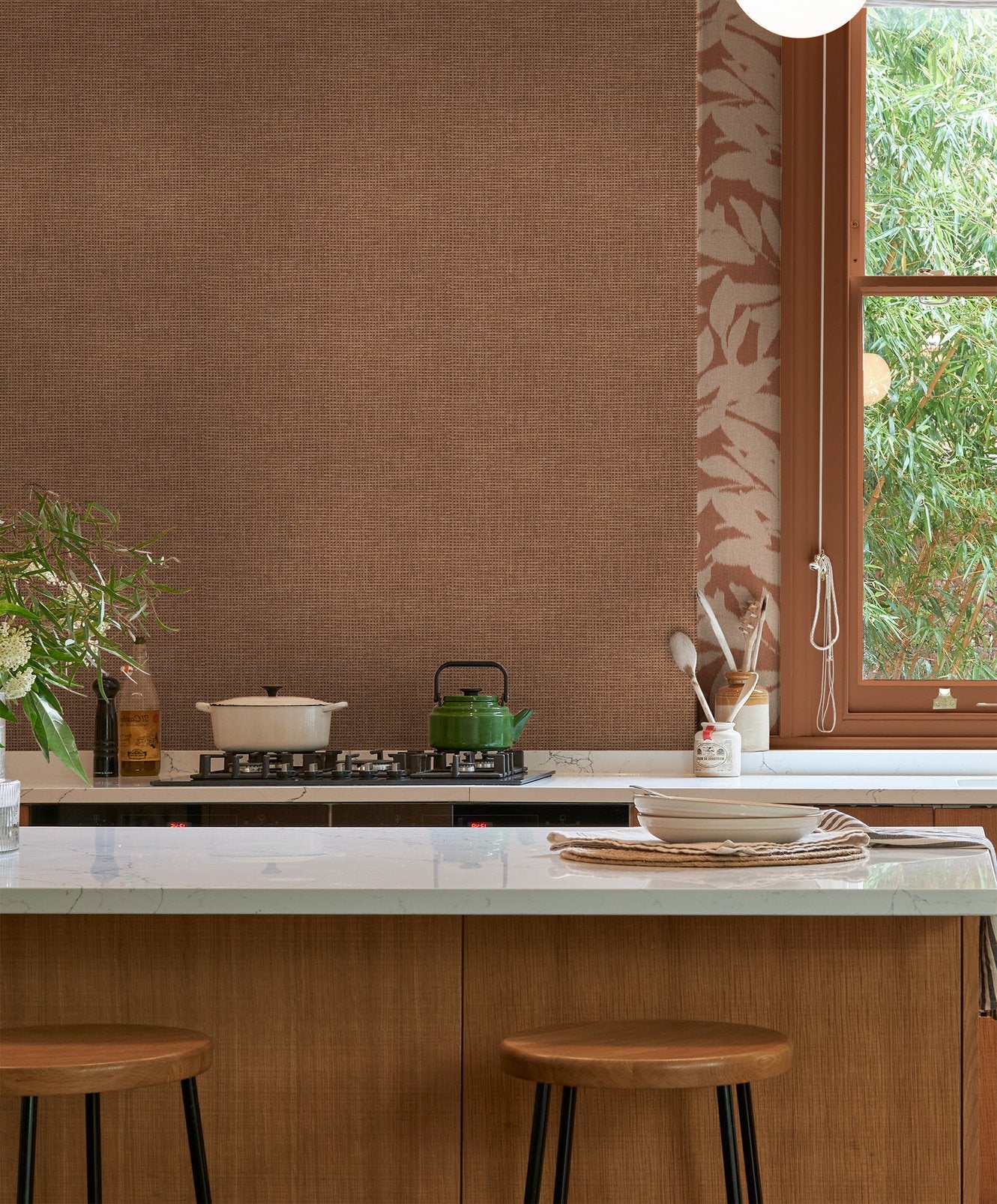 124091 - Rustic Weft Wallpaper - Clay - Graham & Brown