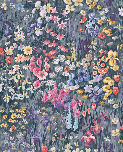 124110 - Cottage Garden Wallpaper - Midnight - Graham & Brown