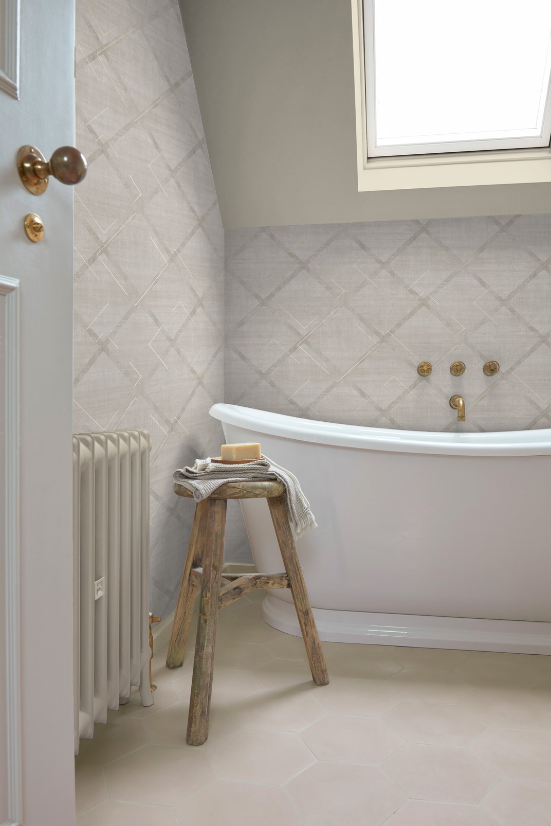 124122 - Lorenzo Geo Wallpaper - Stone - Graham & Brown