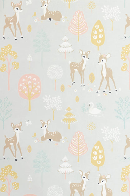 Golden Woods Soft Grey Wallpaper - Majvillan