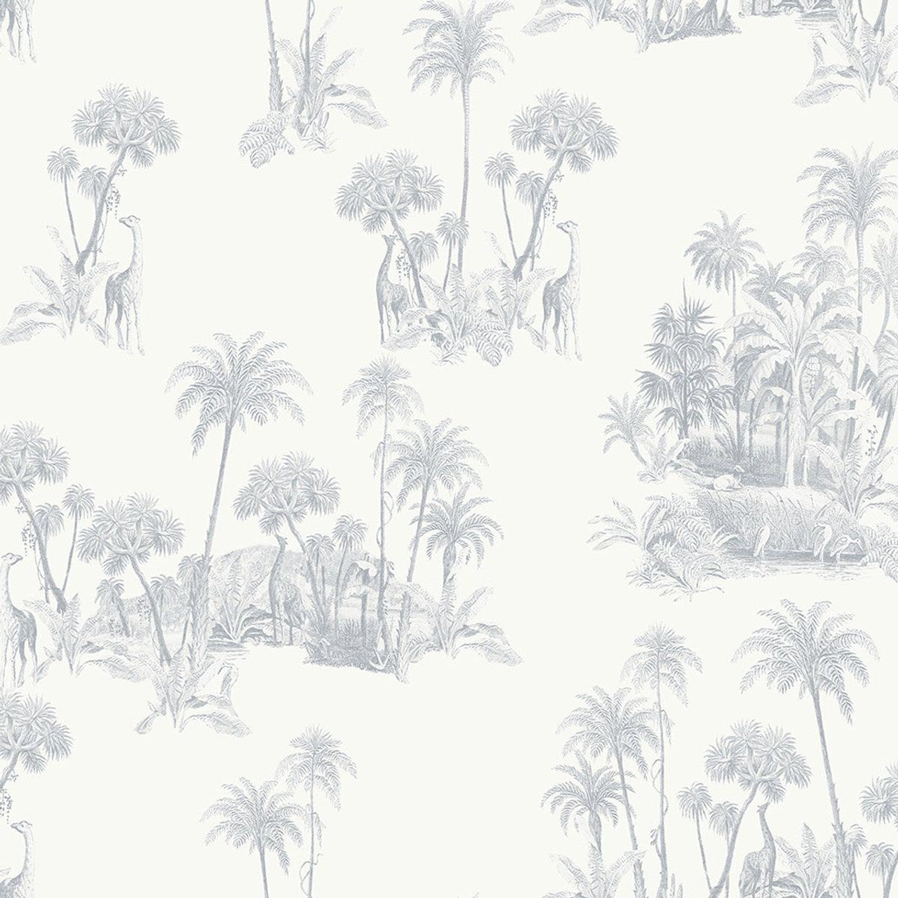 12599 - Laurel Fantasia Wallpaper - White/Grey - Ted Baker