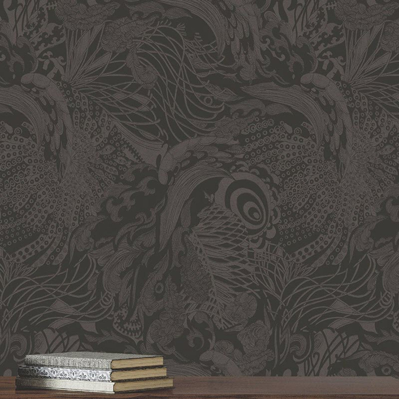 12610 - Eastern Tide Fantasia Wallpaper - Black/Suede - Ted Baker