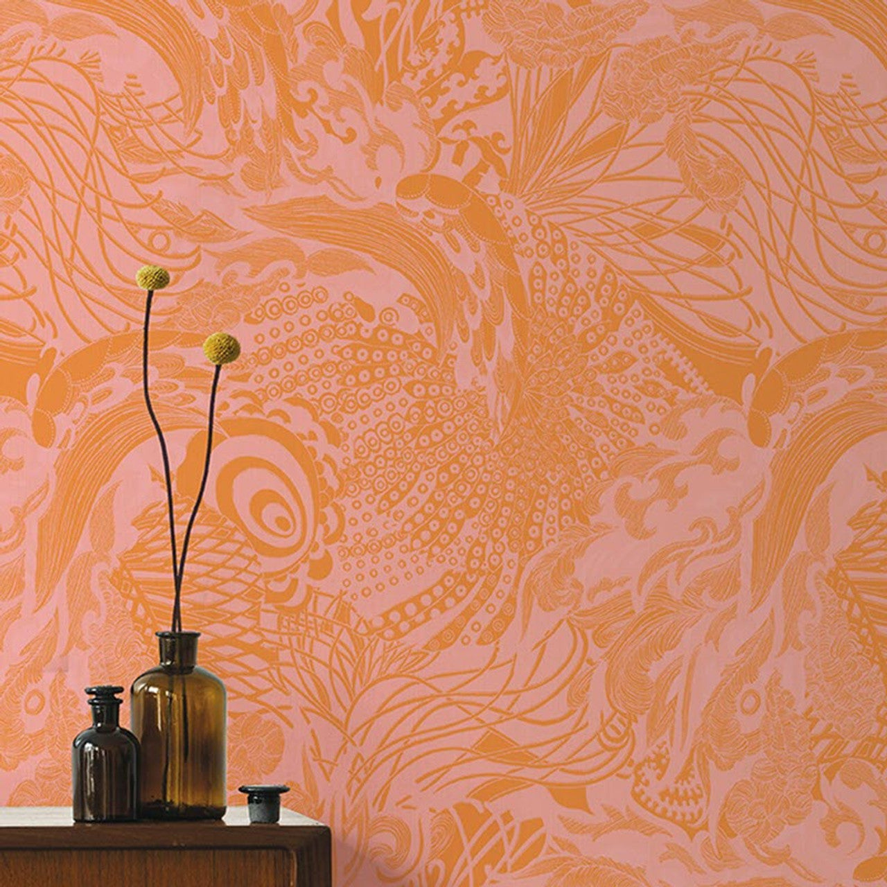 12613 - Eastern Tide Fantasia Wallpaper - Orange - Ted Baker