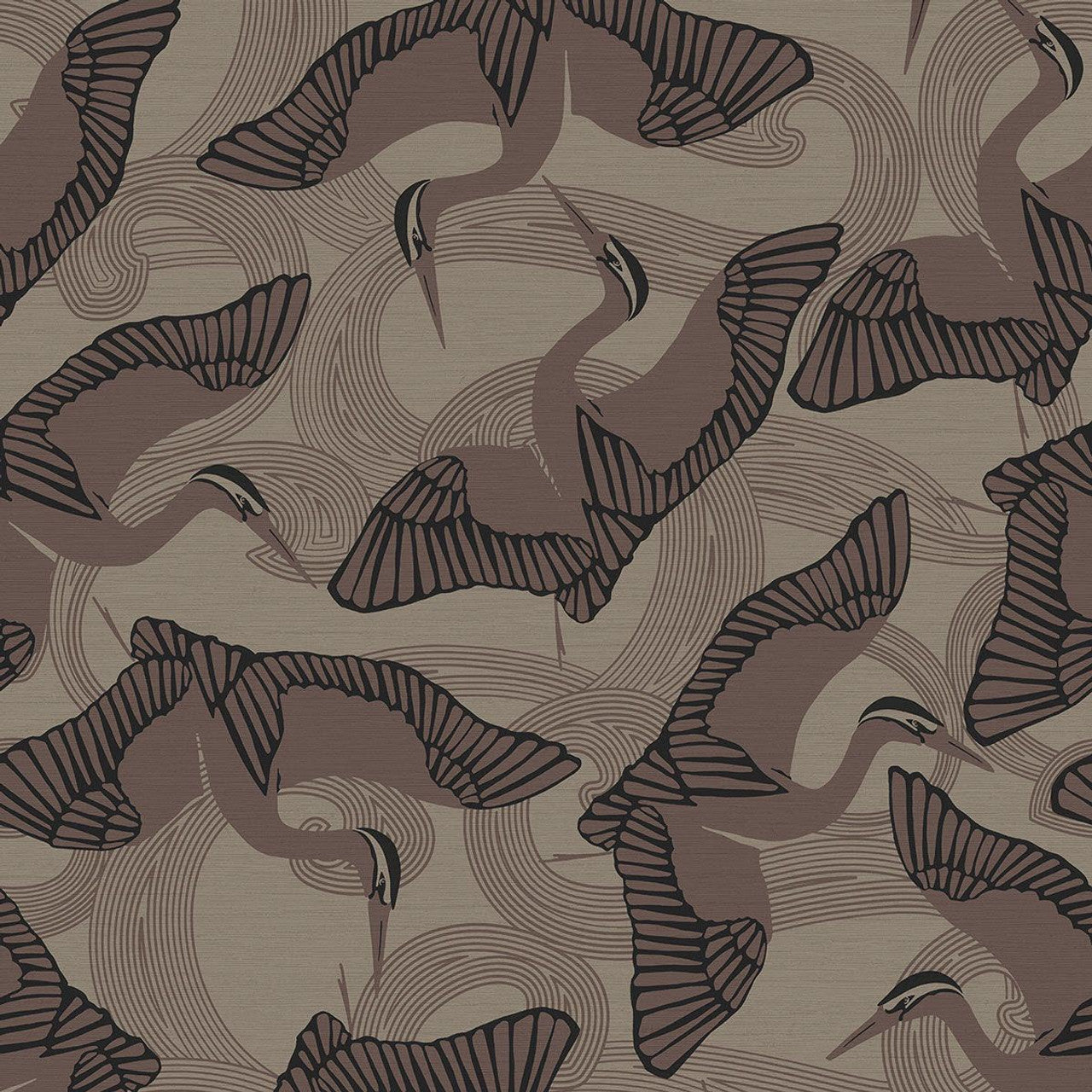 12620 - Cranes Fantasia Wallpaper - Brown - Ted Baker