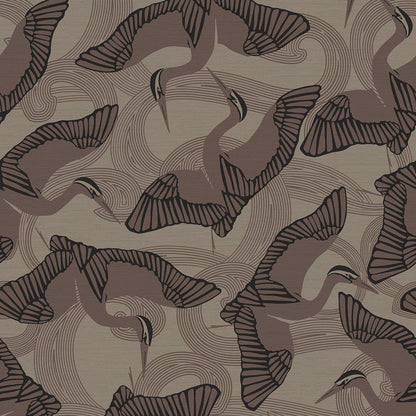 12620 - Cranes Fantasia Wallpaper - Brown - Ted Baker