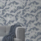 12622 - Cranes Fantasia Wallpaper - Grey/ Navy - Ted Baker