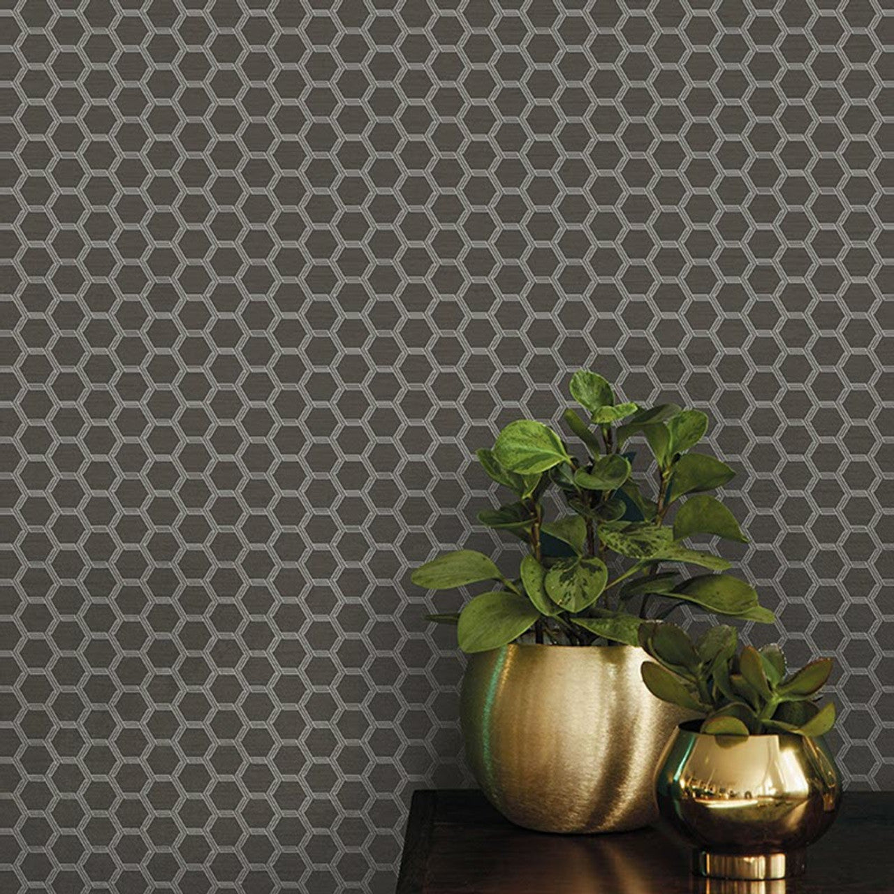 12633 - Hexie Astoria Fantasia Wallpaper - Charcoal/Grey - Ted Baker