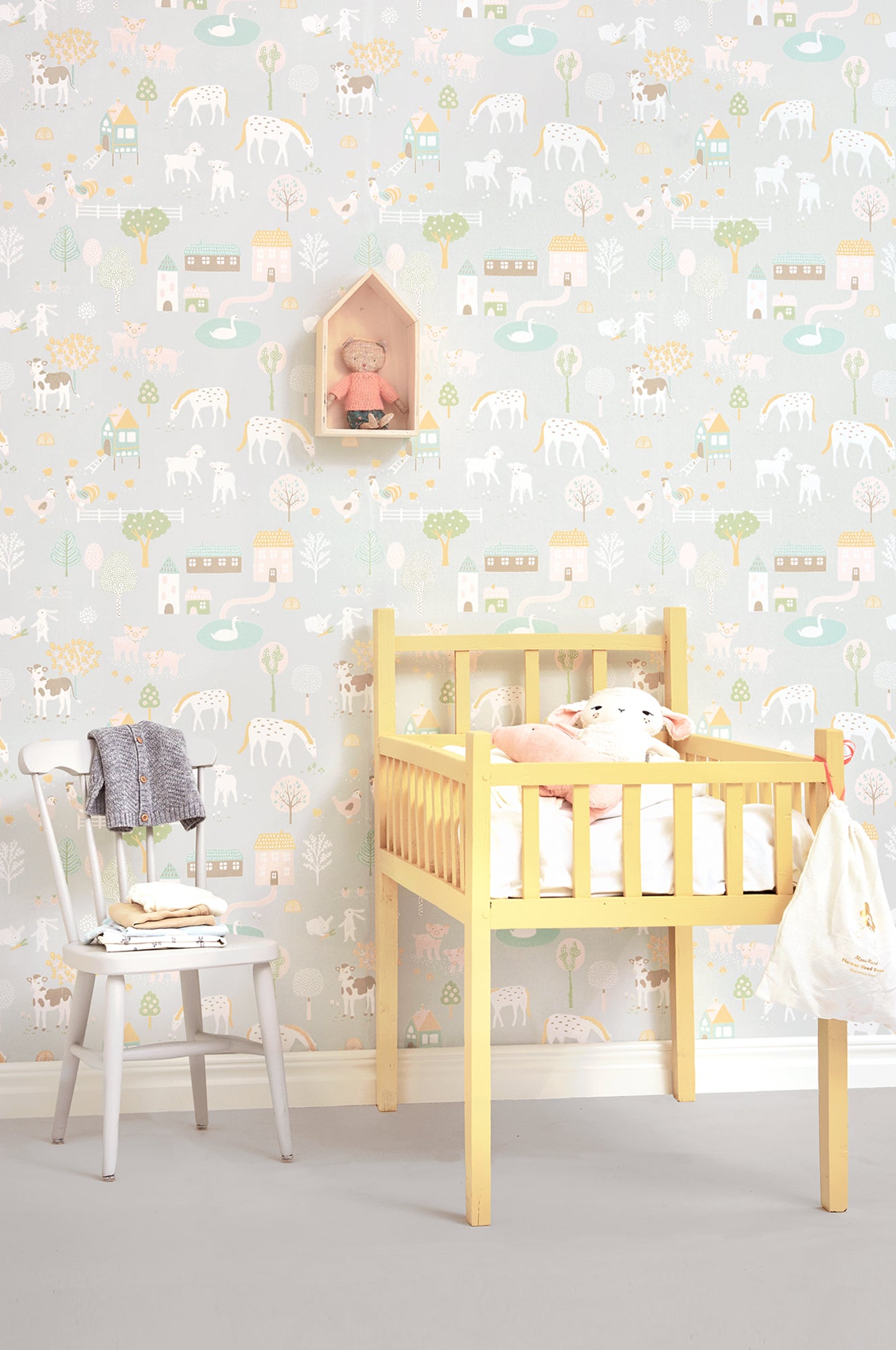 My Farm Soft Grey Wallpaper - Majvillan