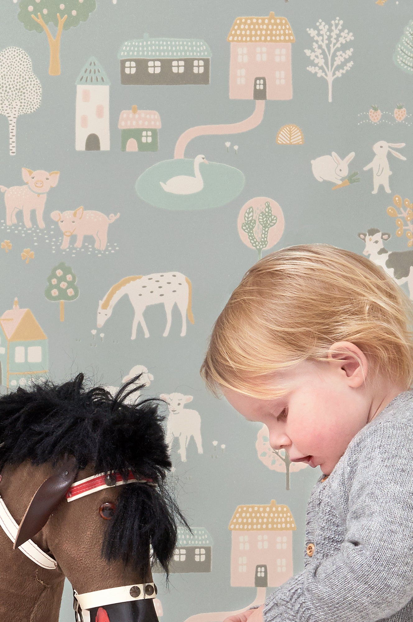 My Farm  Stone Blue Wallpaper - Majvillan