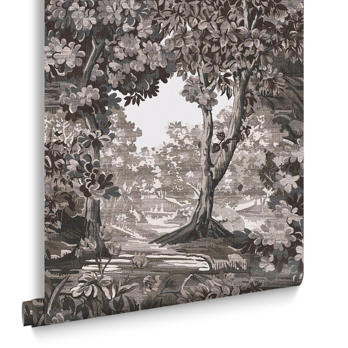 127903 - Bodenham Wallpaper - Etching Charcoal - Graham & Brown