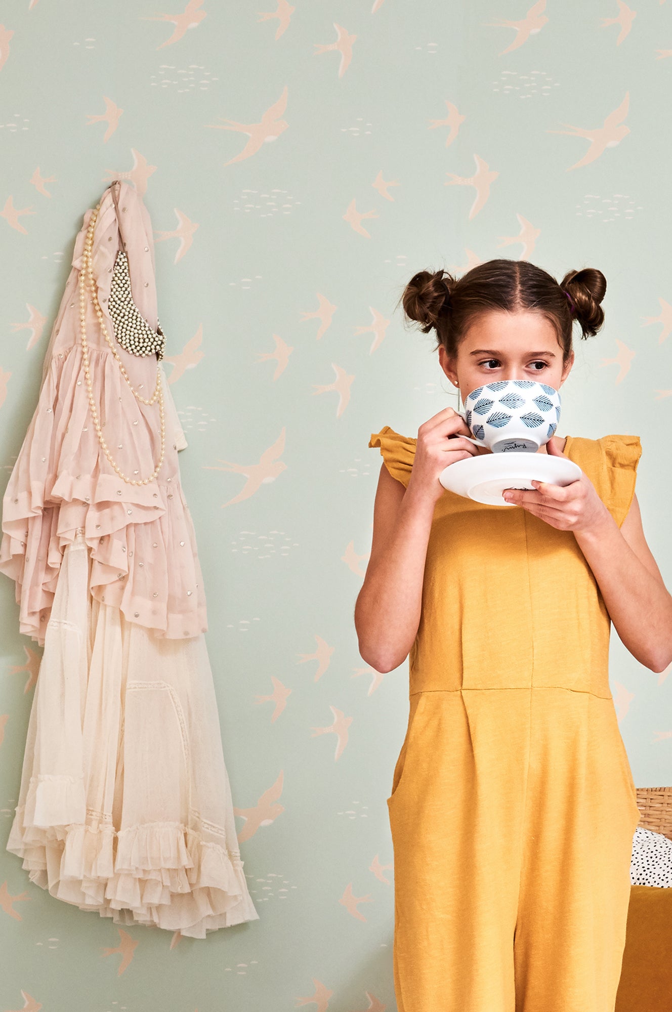 Follow The Wind Dusty Turquoise Wallpaper - Majvillan