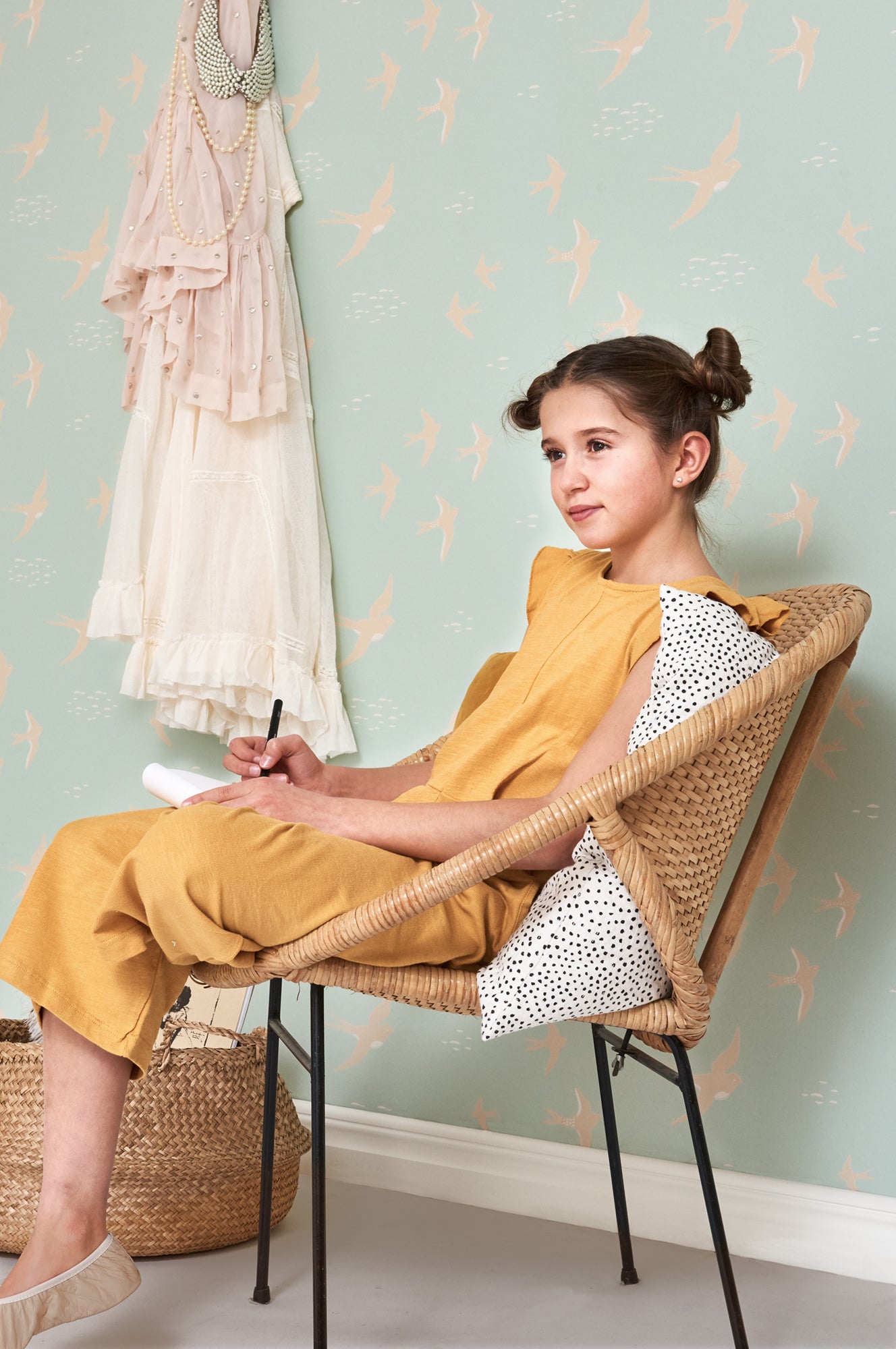 Follow The Wind Dusty Turquoise Wallpaper - Majvillan