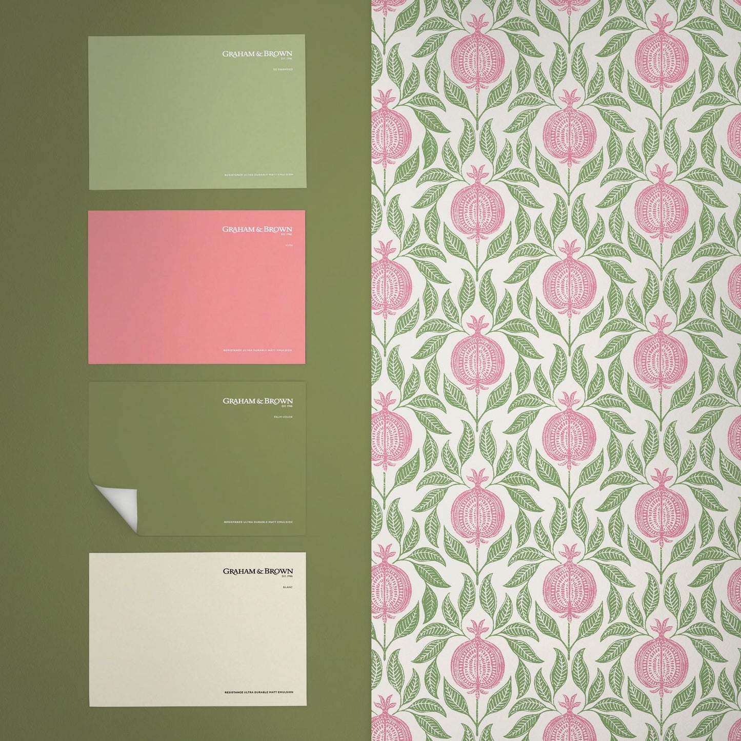 130286 - Apple Of Grenada Wallpaper - Pink & Green - Graham & Brown