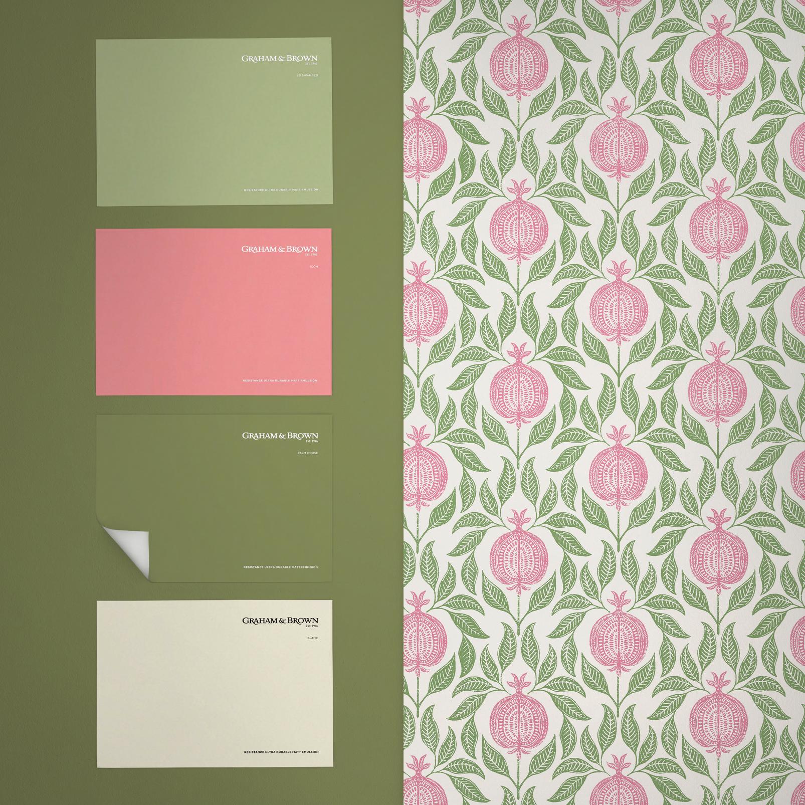 130286 - Apple Of Grenada Wallpaper - Pink & Green - Graham & Brown