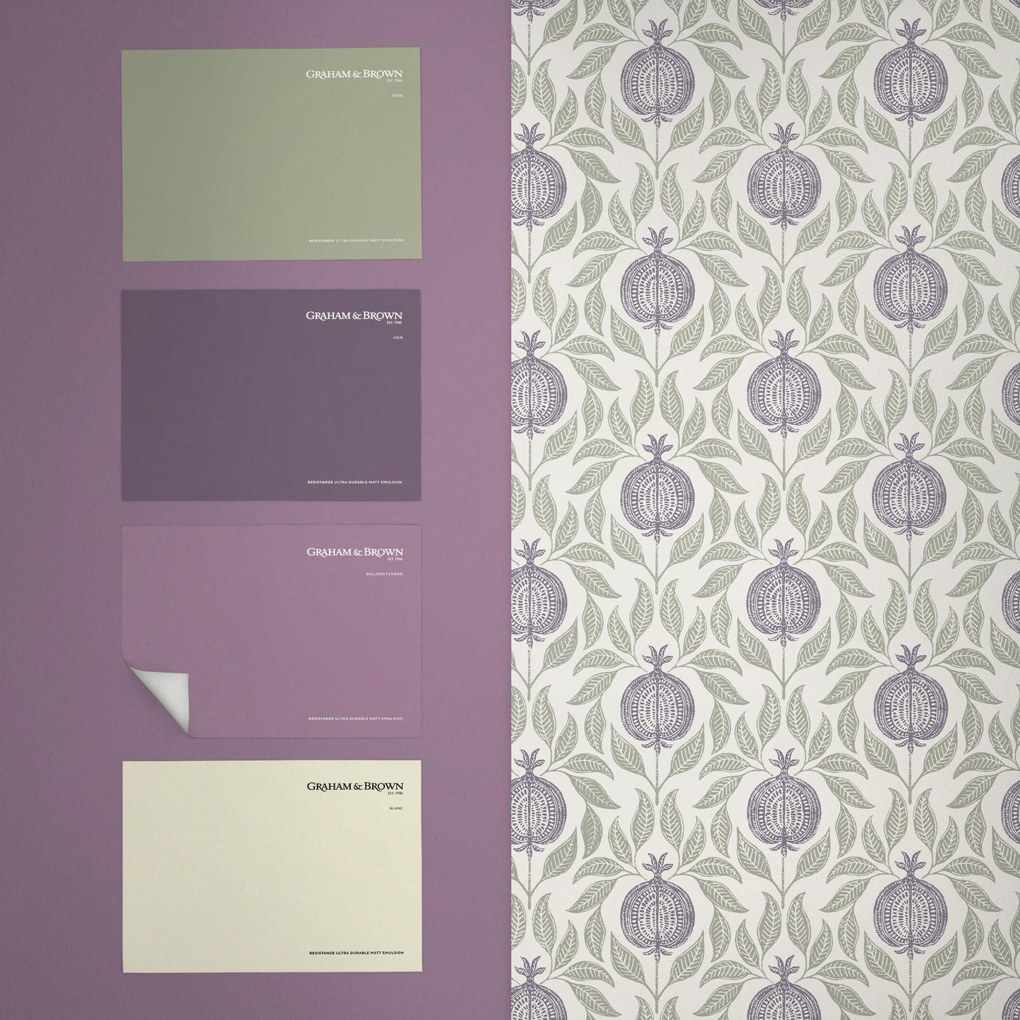 130288 - Apple Of Grenada Wallpaper - Purple & Green - Graham & Brown