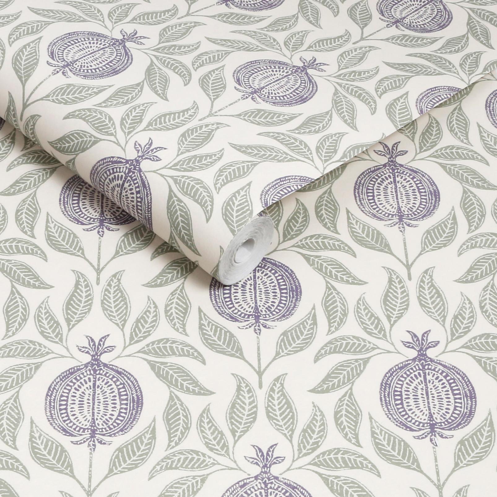 130288 - Apple Of Grenada Wallpaper - Purple & Green - Graham & Brown