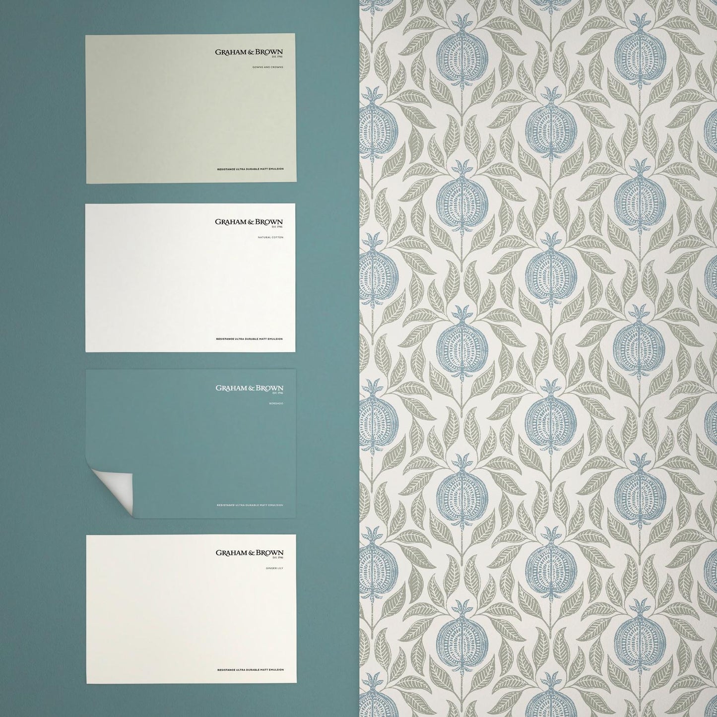 130289 - Apple Of Grenada Wallpaper - Sky Blue & Green - Graham & Brown
