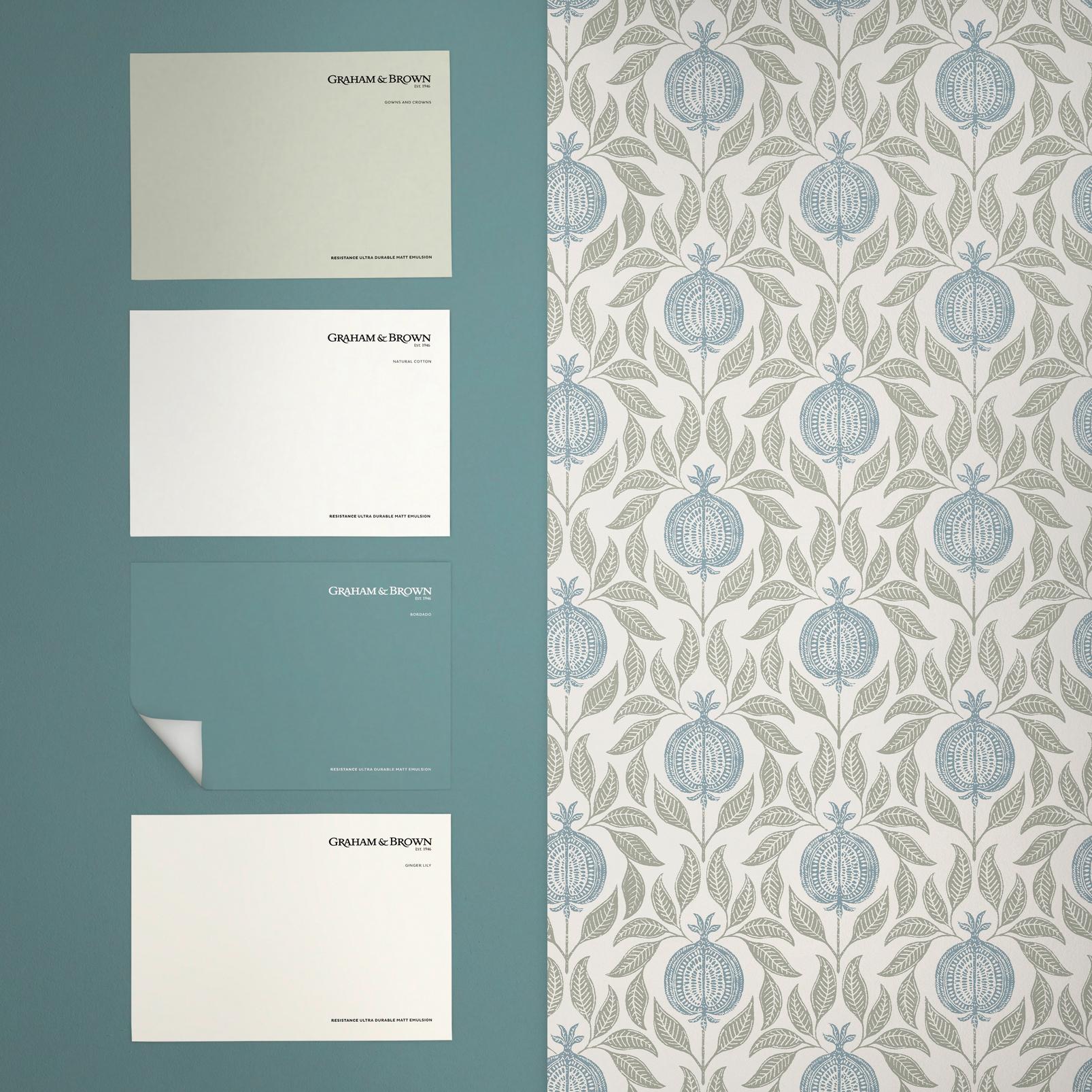130289 - Apple Of Grenada Wallpaper - Sky Blue & Green - Graham & Brown