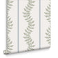 130294 - Laurel Leaf Stripe Wallpaper - Sky & Green - Graham & Brown