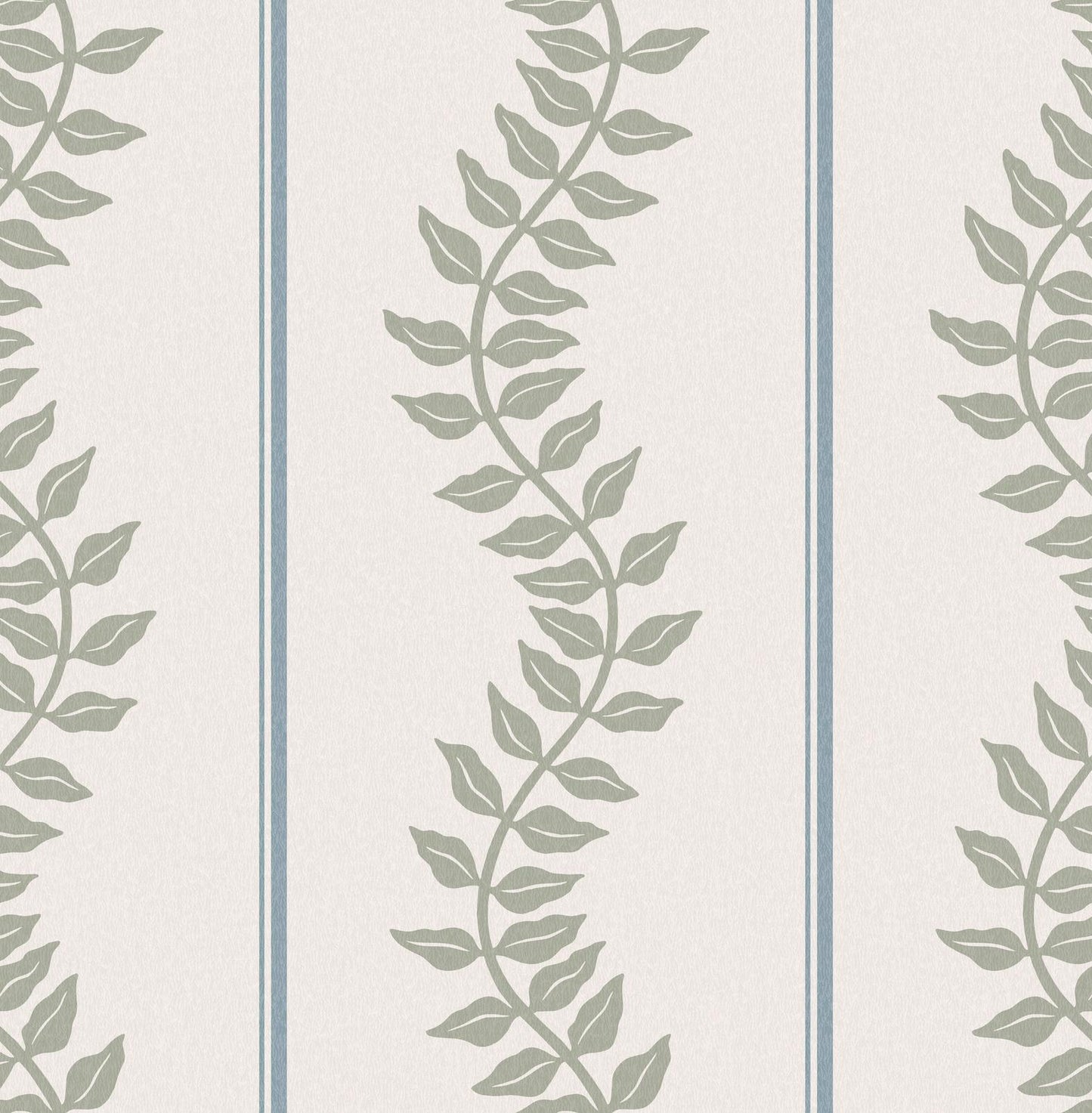 130294 - Laurel Leaf Stripe Wallpaper - Sky & Green - Graham & Brown