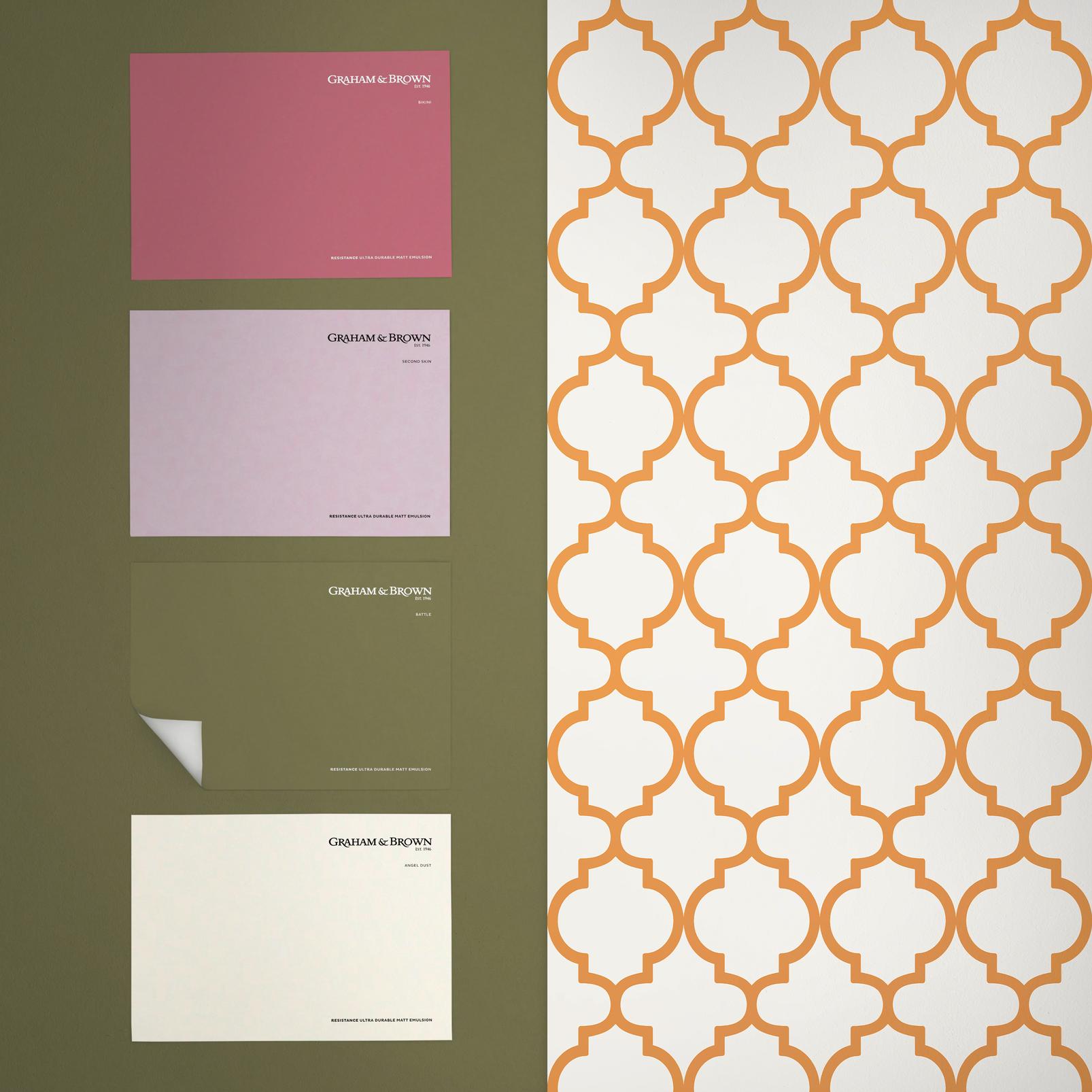 130298 - Trellia Wallpaper - Orange - Graham & Brown