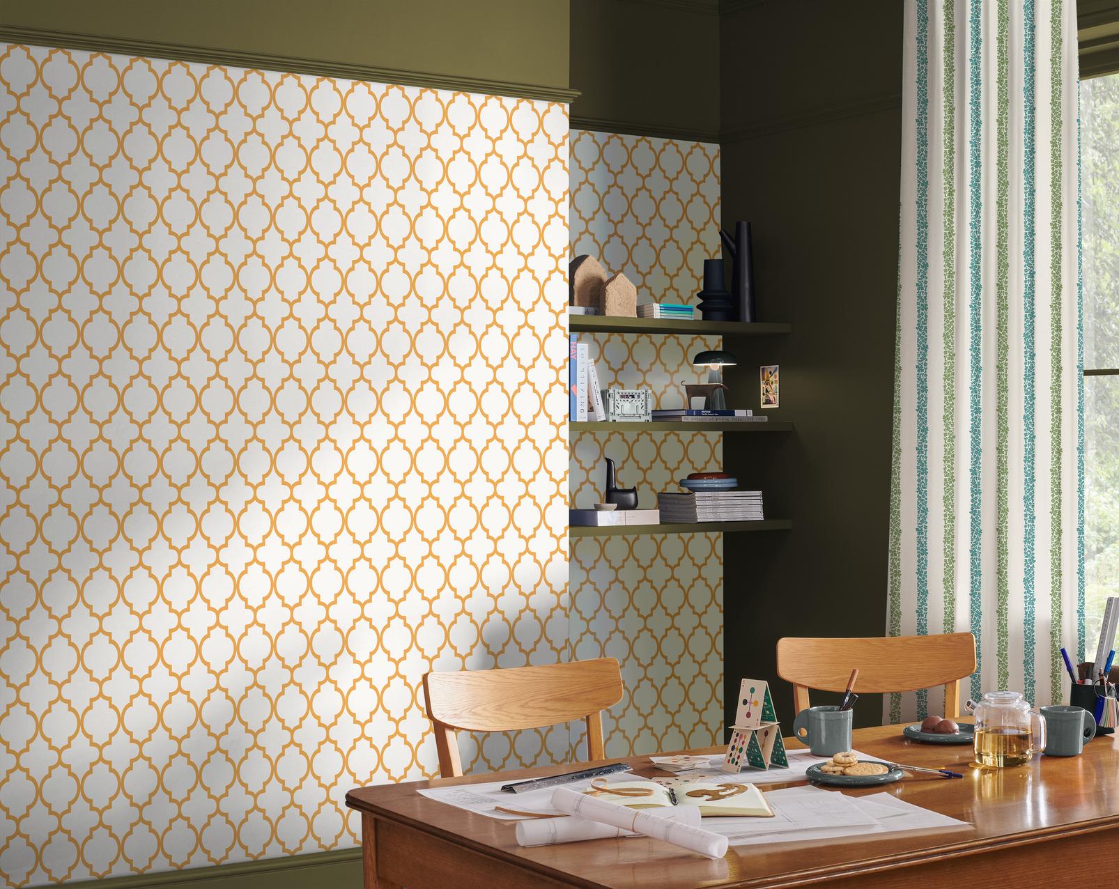 130298 - Trellia Wallpaper - Orange - Graham & Brown