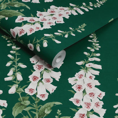 130306 - Foxglove Wallpaper - Emerald - Graham & Brown