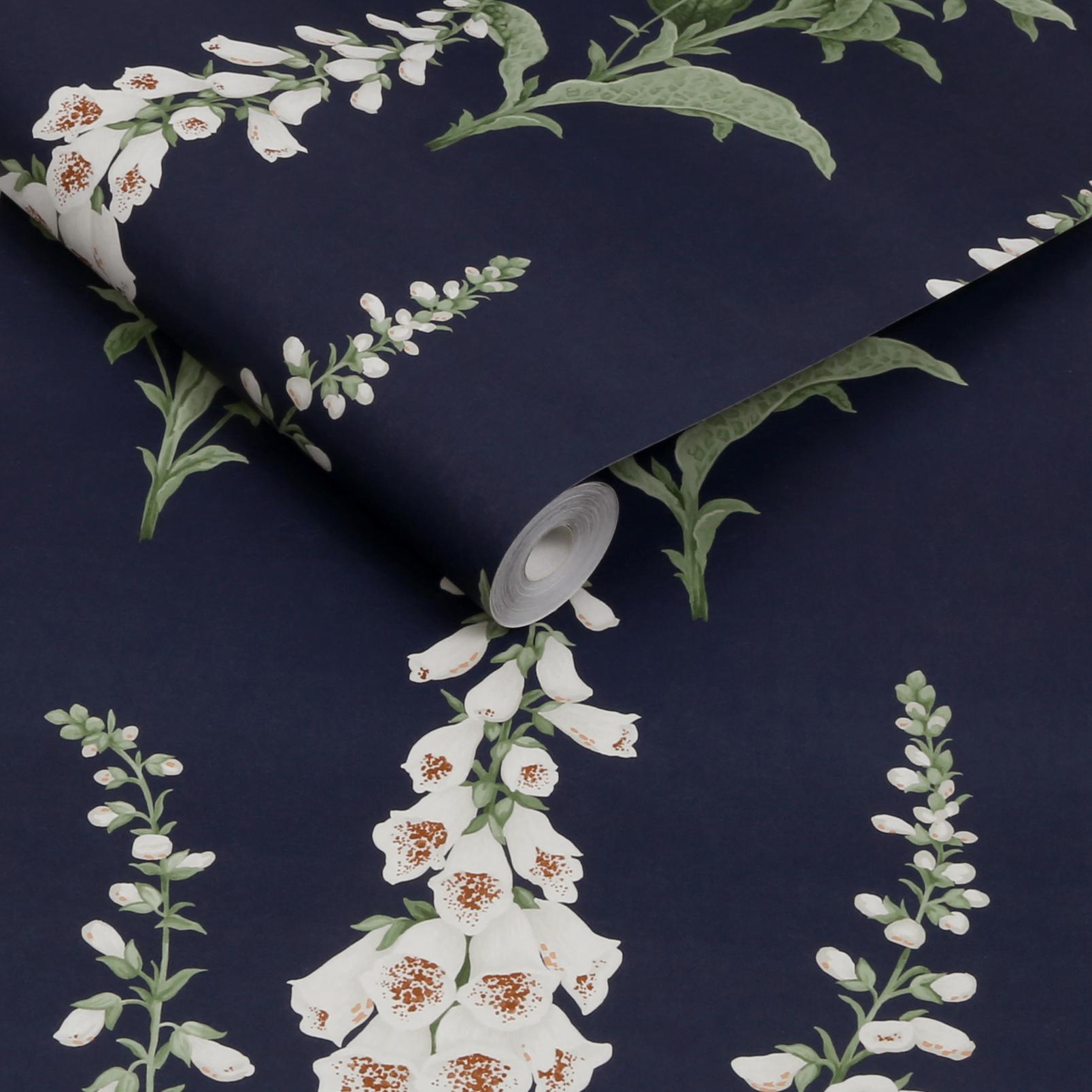 130308 - Foxglove Wallpaper - Midnight - Graham & Brown
