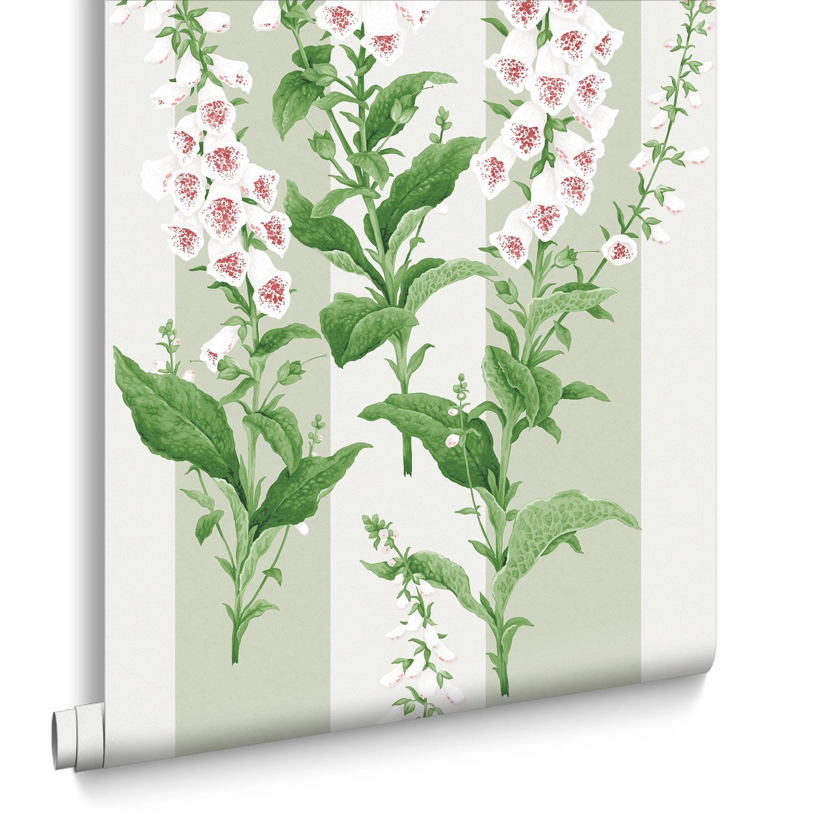 130309 - Floxglove Stripe Wallpaper - Sage - Graham & Brown