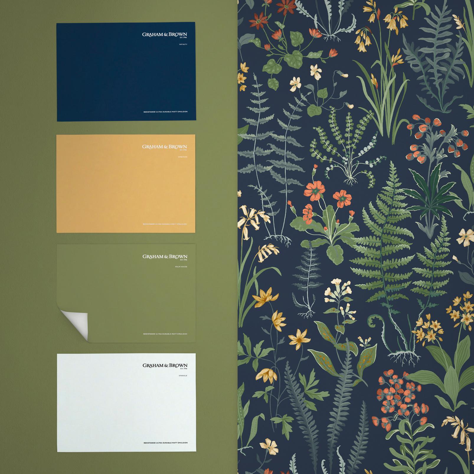 130315 - Oshibana Wallpaper - Blue - Graham & Brown