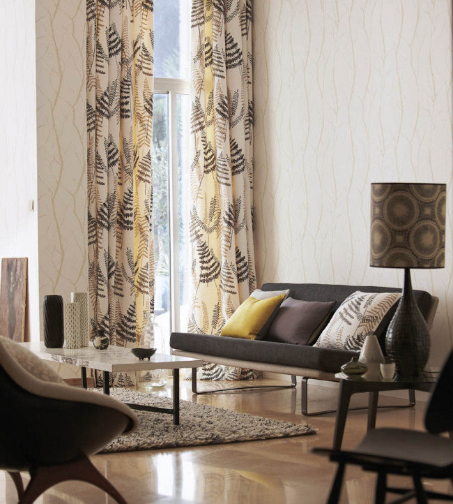 Athyrium Room Fabric - Chalk / Pewter / Biscuit