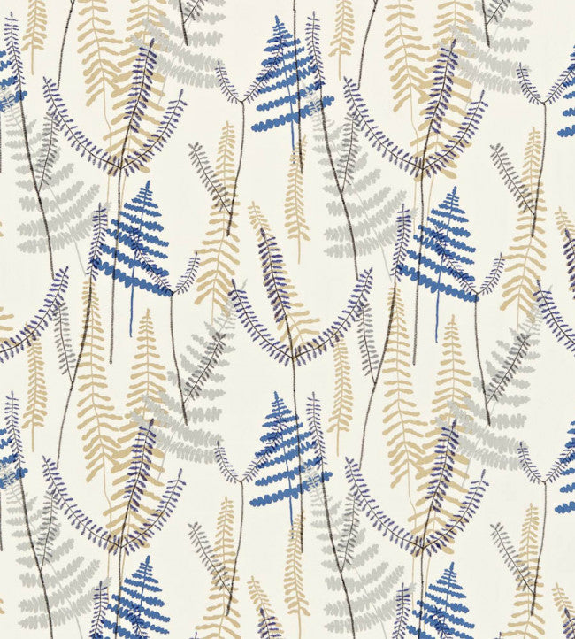Athyrium Fabric - Chalk / Denim / Biscuit