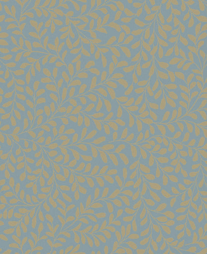 130368 - Gilded Leaf Wallpaper - Sky Blue & Pale Gold - Graham & Brown