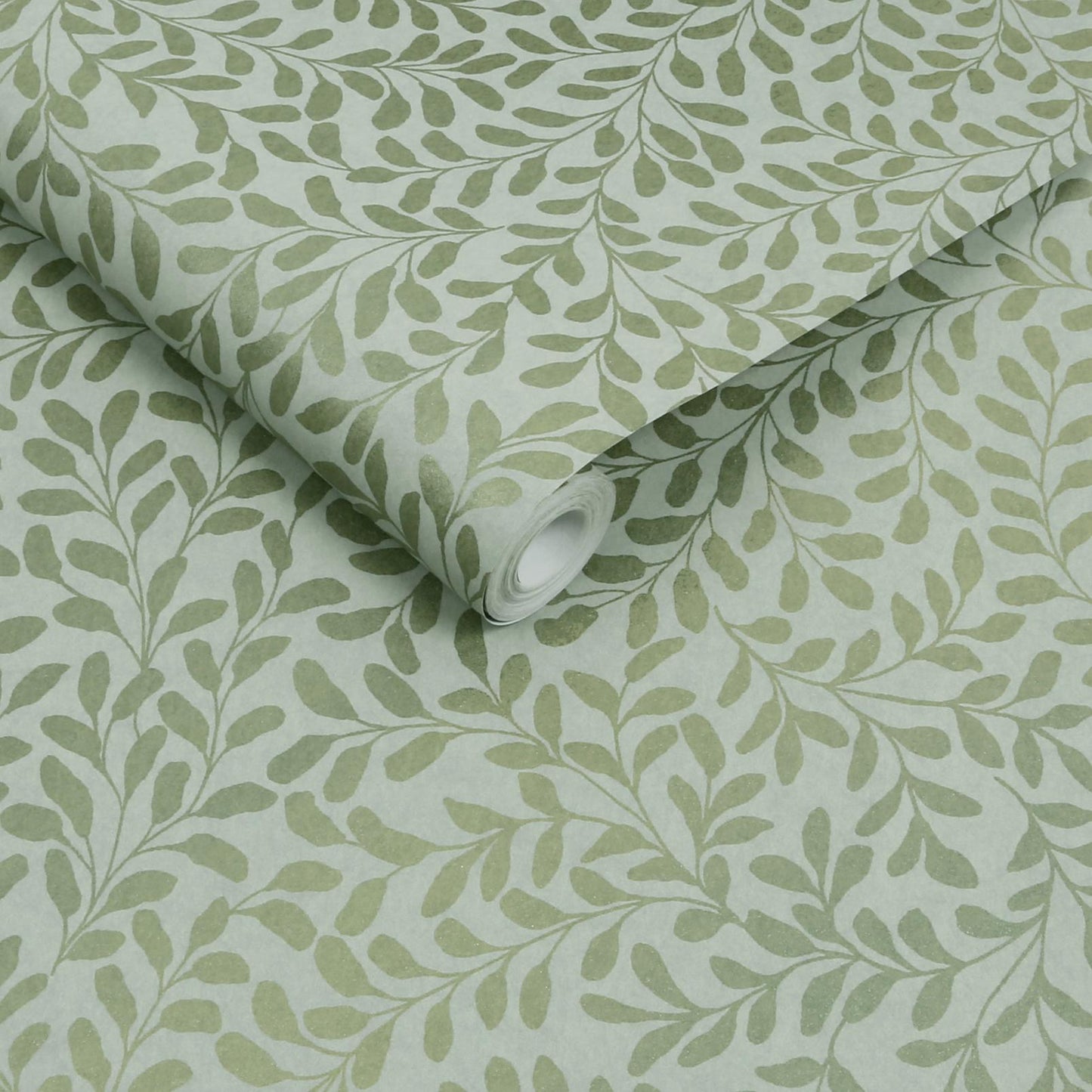 130369 - Gilded Leaf Wallpaper - Leaf Sage & Pale Gold - Graham & Brown