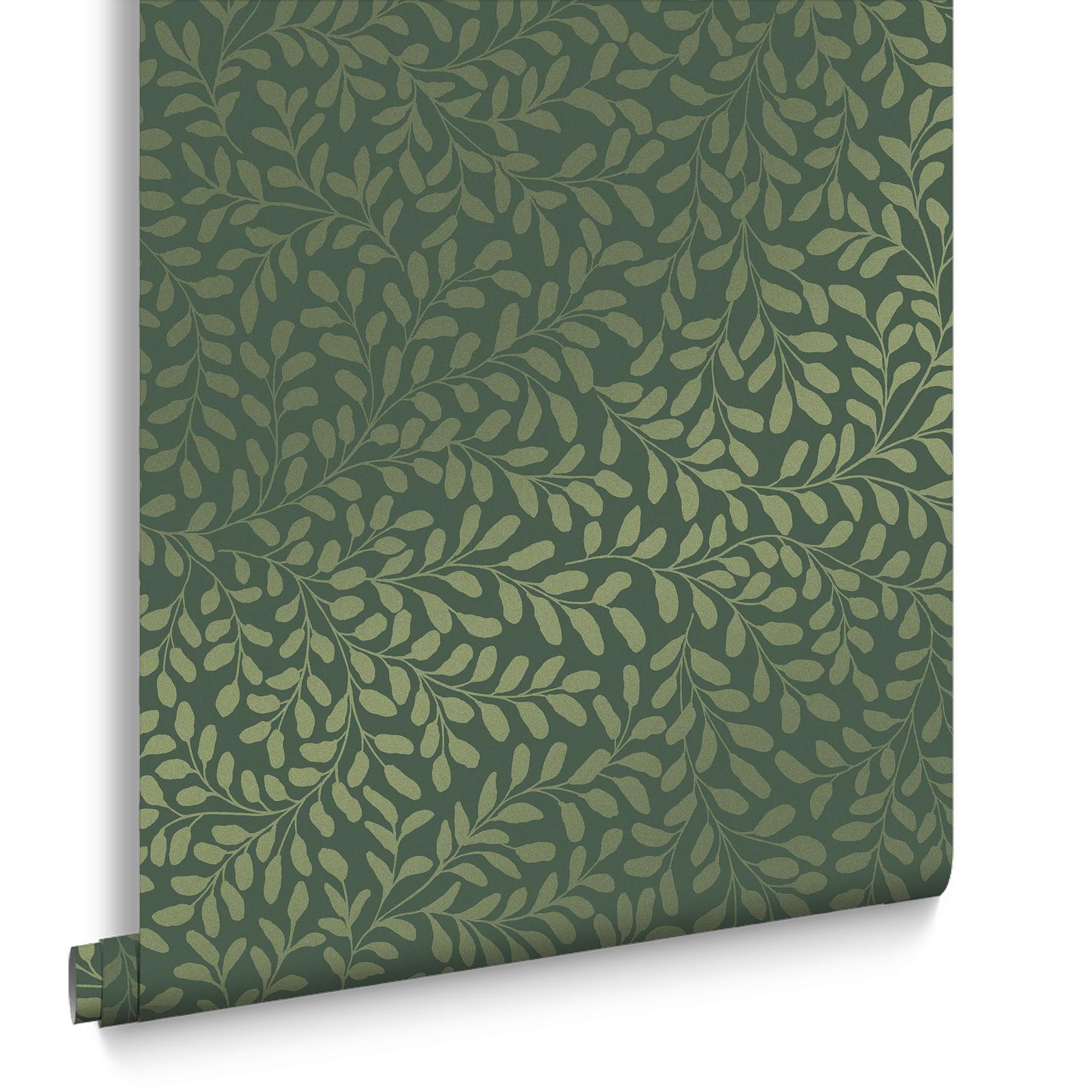 130370 - Gilded Leaf Wallpaper - Olive - Graham & Brown