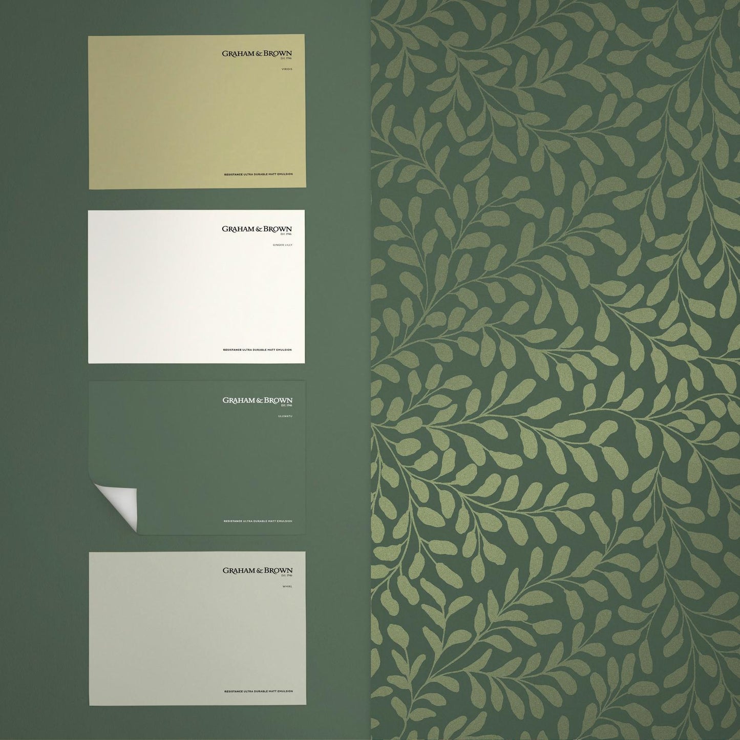 130370 - Gilded Leaf Wallpaper - Olive - Graham & Brown