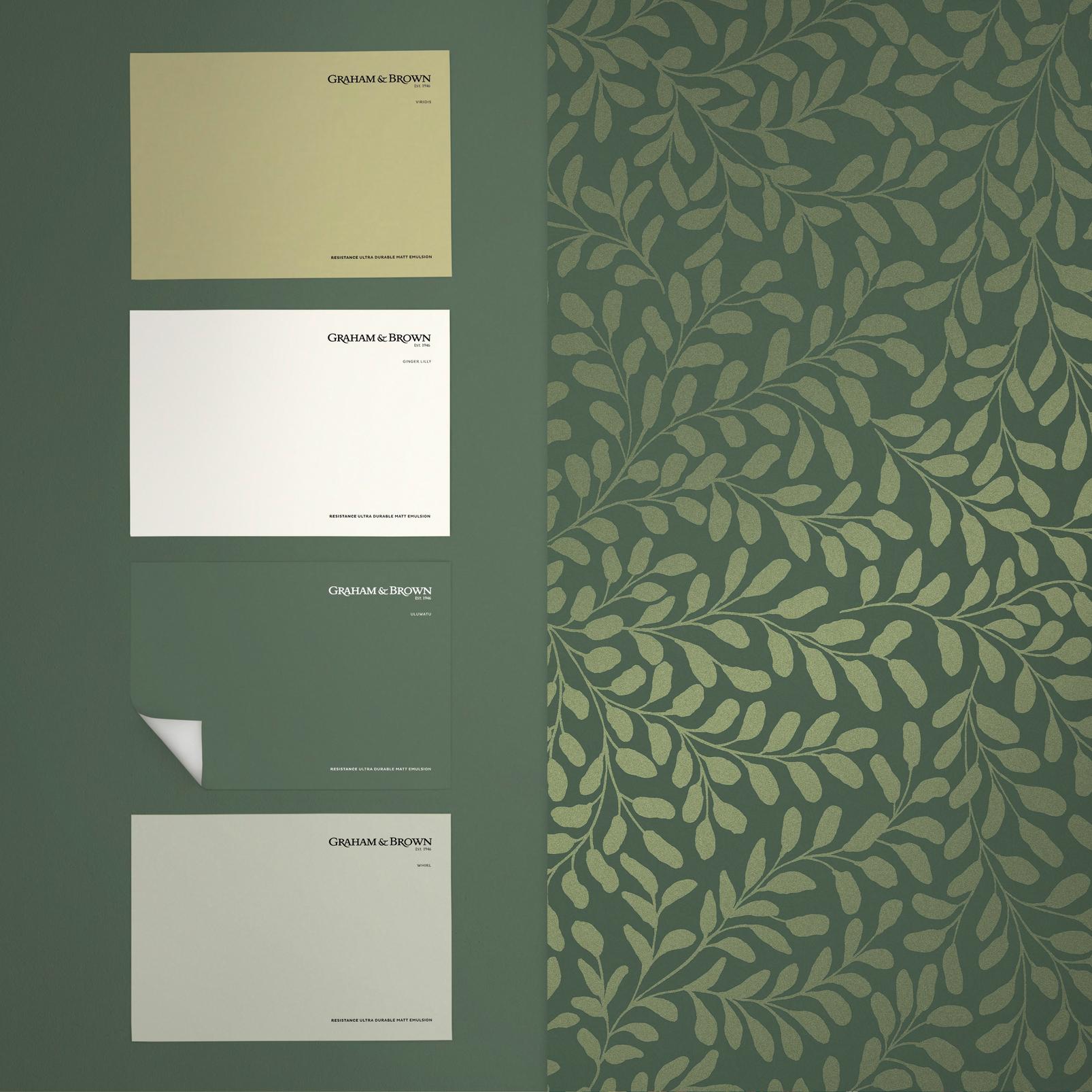 130370 - Gilded Leaf Wallpaper - Olive - Graham & Brown
