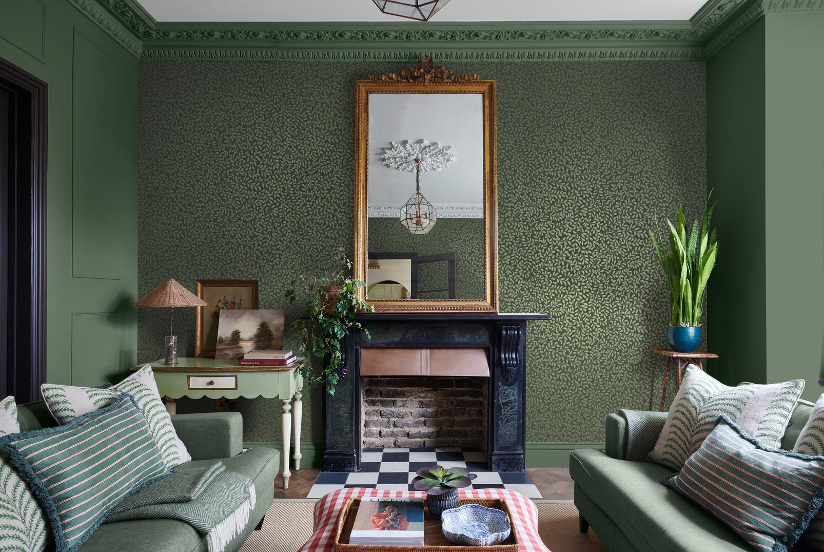 130370 - Gilded Leaf Wallpaper - Olive - Graham & Brown