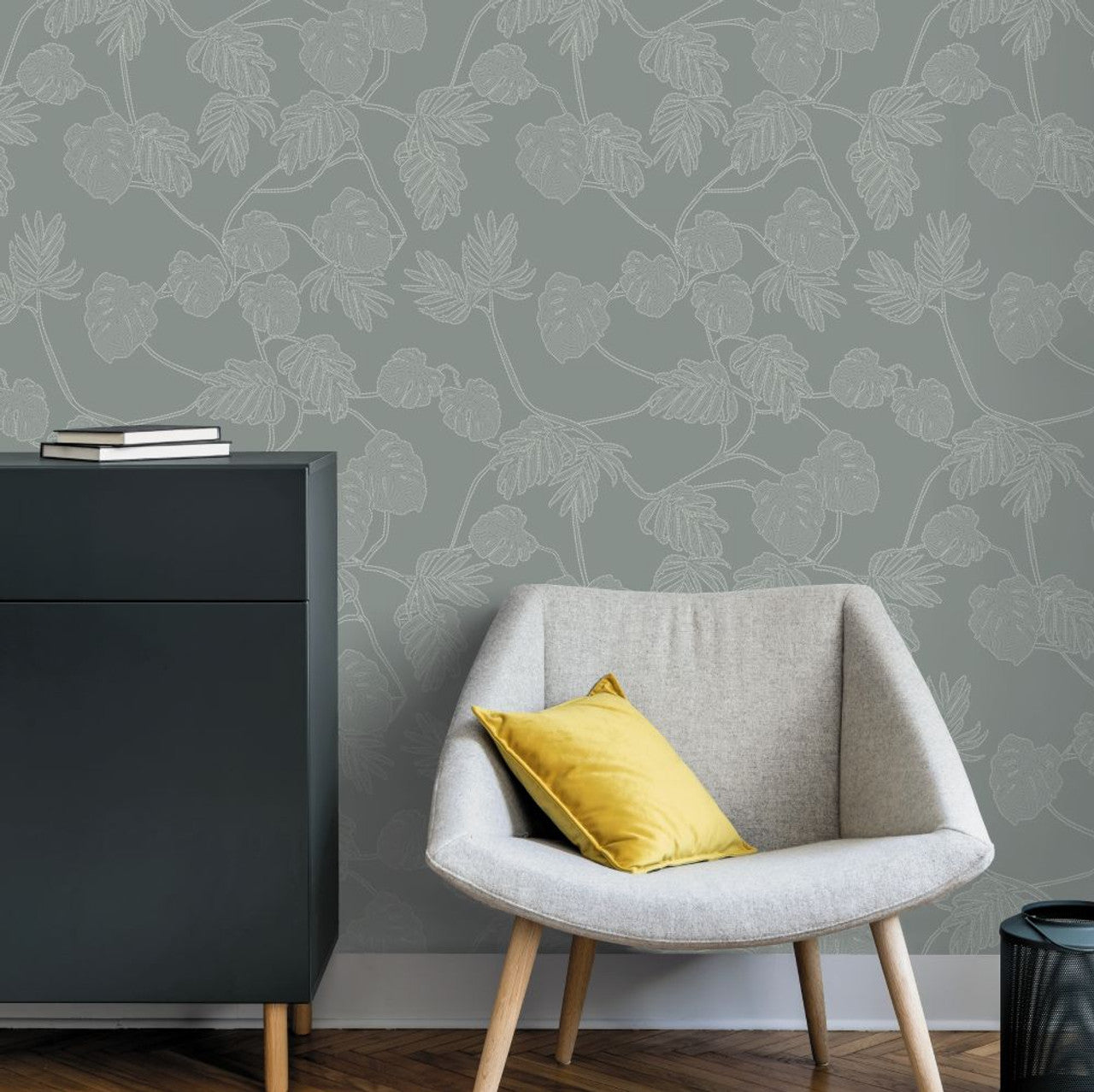 13079 - Leafit Eden Wallpaper - Grey - Ted Baker