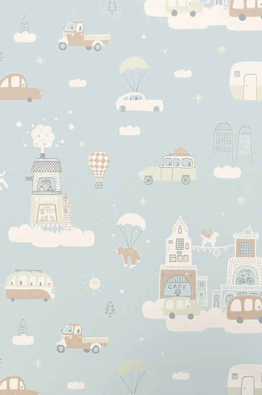 Above The Clouds Soft Blue Wallpaper - Majvillan
