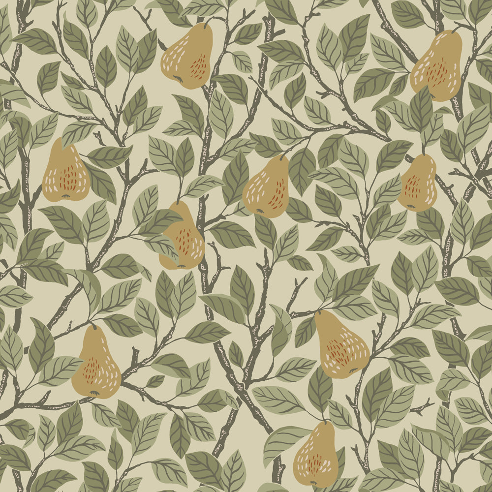 13102 - Pirum Wallpaper - Green / Beige - Midbec