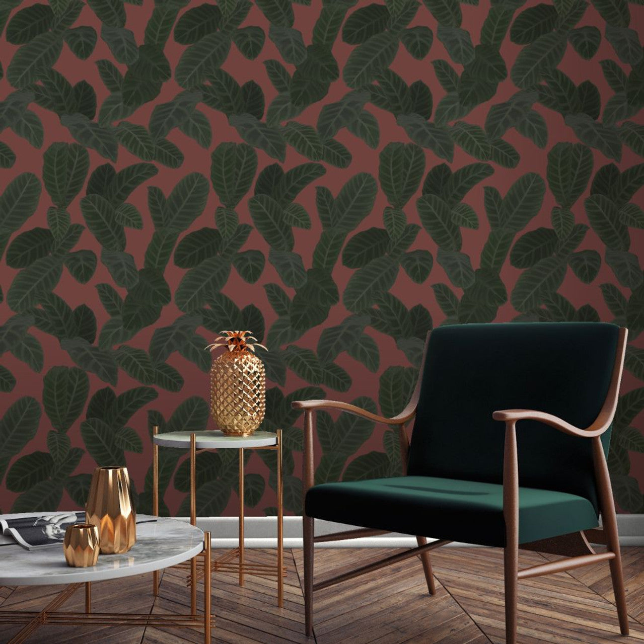 13125 - Piner Eden Wallpaper - Maroon - Ted Baker