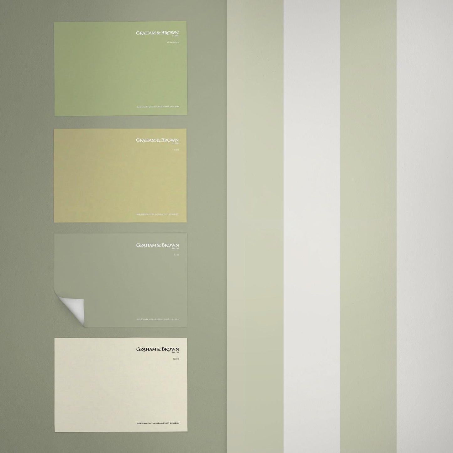 131442 - Quartet Stripe Wallpaper - Sage - Graham & Brown