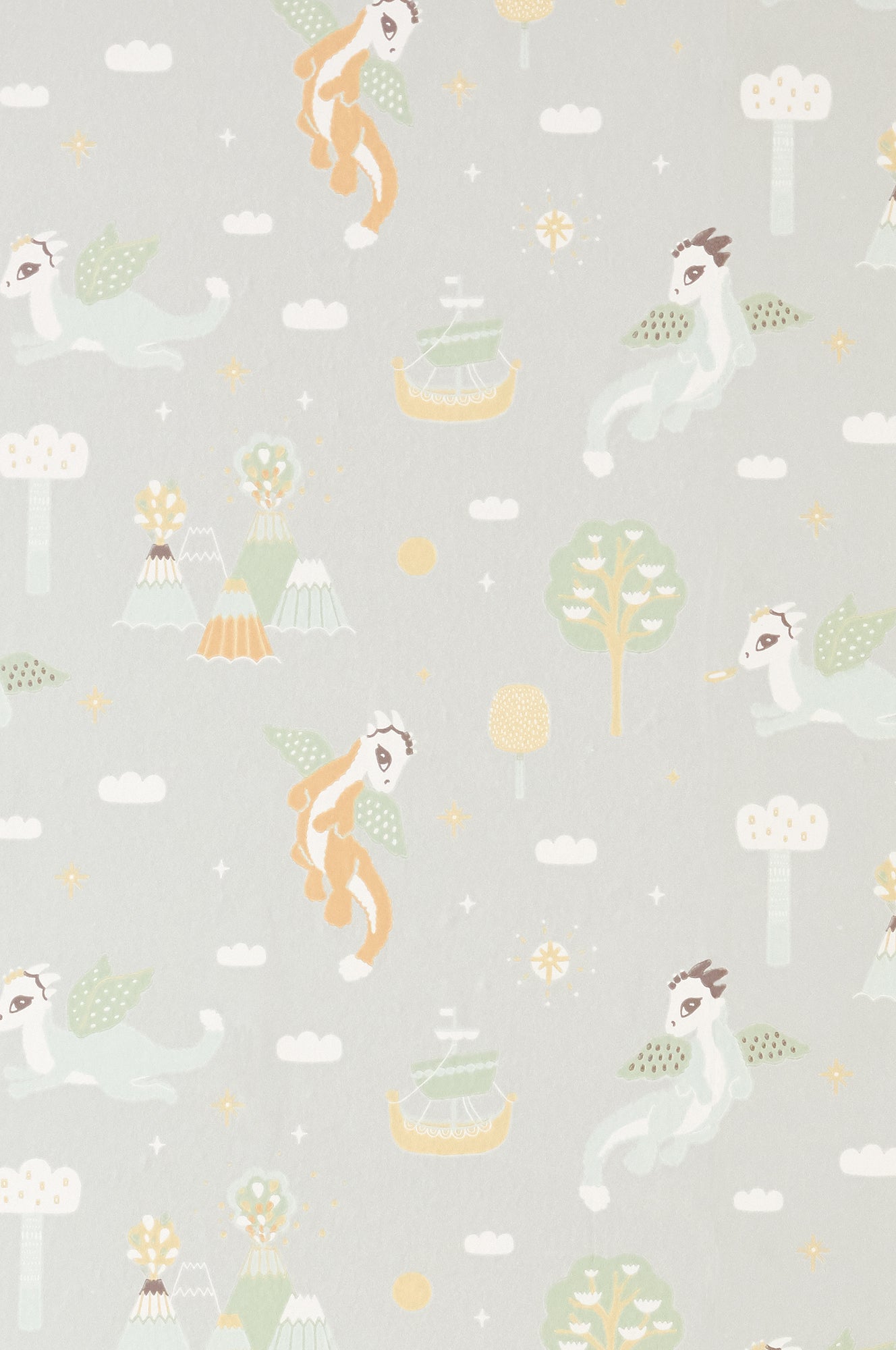 Magical Adventure Soft Grey Wallpaper - Majvillan