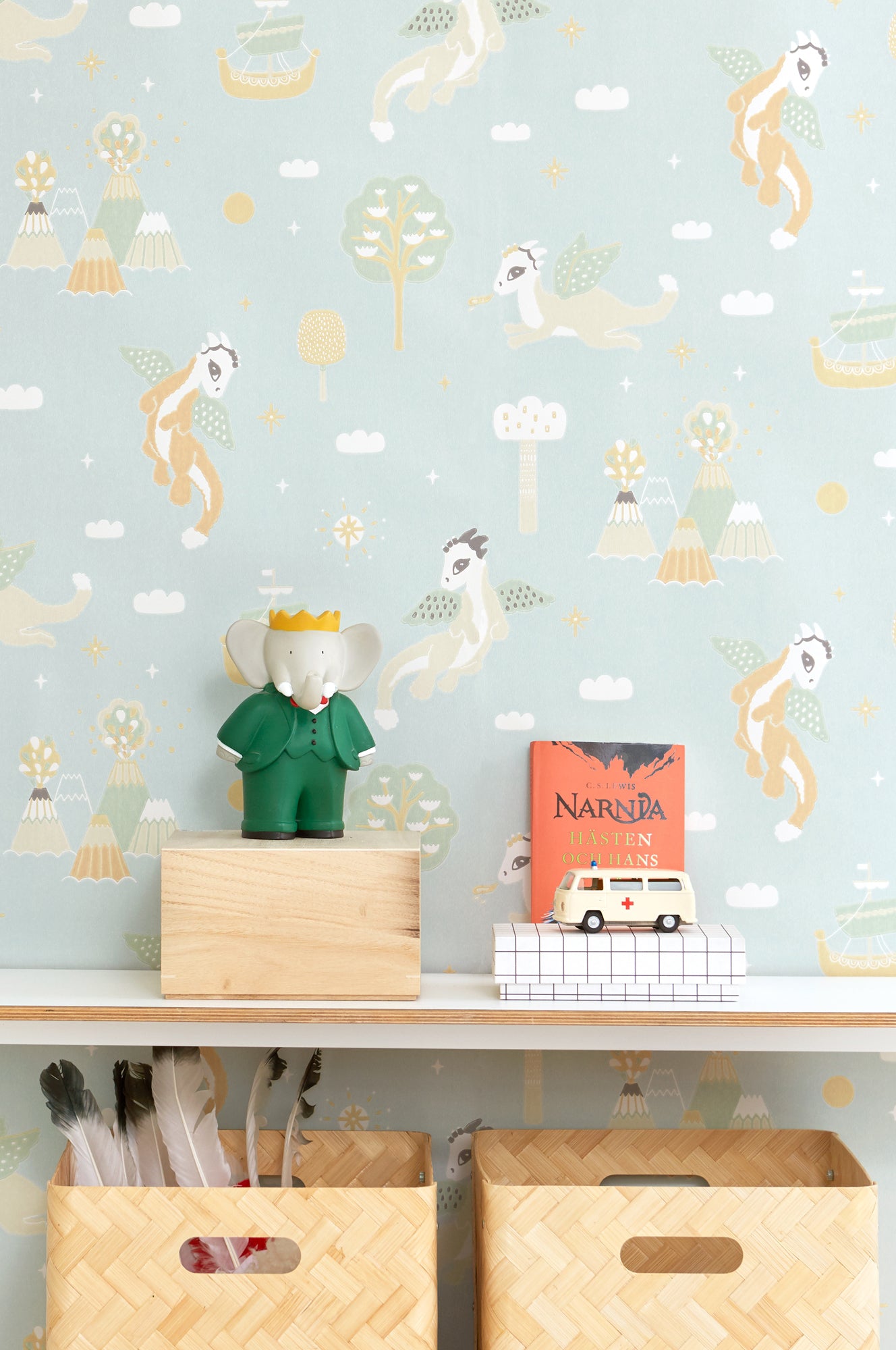 Magical Adventure Dusty Blue Wallpaper - Majvillan