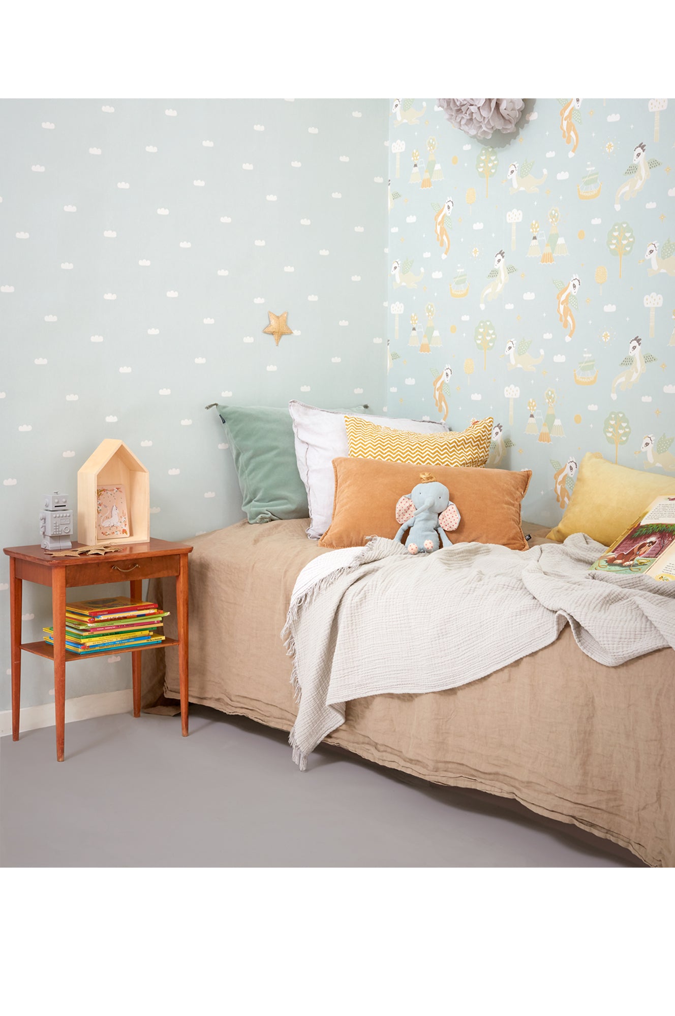 Magical Adventure Dusty Blue Wallpaper - Majvillan