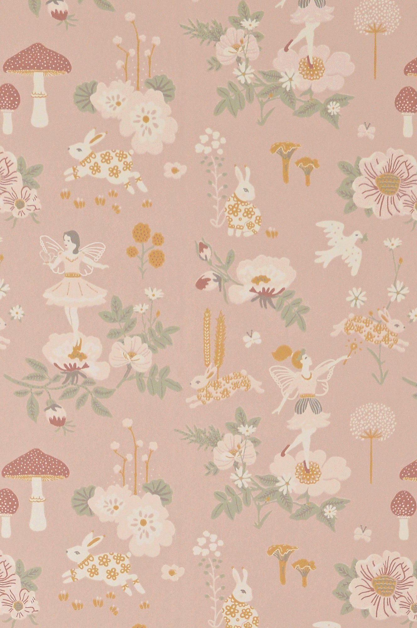 Old Garden Dusty Rose Wallpaper - Majvillan